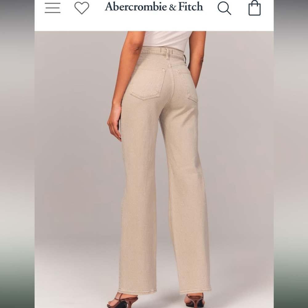 Abercrombie & Fitch High-Rise Wide Leg Jeans in Light Beige - Picture 2 of 2